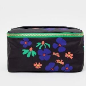 Clare V Floral Black Cosmetic Bag